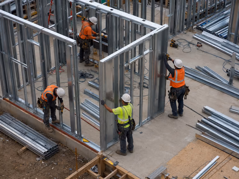 Estructura Steel Frame en una obra